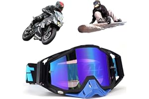 Yoihuqi Gafas Esquí, Gafas Moto Polvo, Gafas Snowboard Espejo, Dirt Bike Off-Road Goggles, Prueba Viento a Prueba de Polvo Gafas, para Bicicletas Montaña, Esquís o Cascos Abiertos