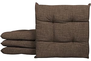 Il Gruppone Passione Casa Set 4/6 Cuscini Sedia con Lacci 4 Punti Cucina Imbottiti Spessore 6 Cm Prodotto Italiano 40 x 40 in Cotone Tinta Unita - Marrone - 4 Pezzi