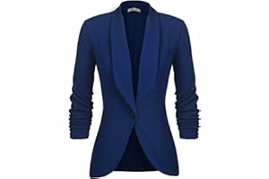 Unibelle Blazer Elegante chaqueta para mujer Cardigan 3/4 largo, ligera y fina, estilo bolero de oficina, monocromo Slim Fit Revers Business Trenchcoat abrigo corto con talla S - 2XL