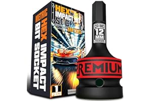 KIRXST Juego de Llaves de Impacto Hexagonales de 3/4", Herramienta de Destornillador Allen de Impacto de H12 (12 mm), para Instalar y Quitar Tuercas de Rueda o Eje