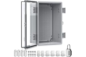 Kamtop vattentät fördelningsbox IP67, 3 mm ABS plast fördelningsbox utanför, 30 x 20 x 16 cm strömlåda med monteringstillbehör, transparent kopplingsskåp