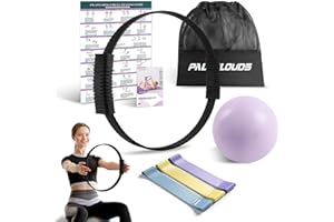 Paleclouds Pilates Ring Set, Pilates Essential Kit mit Magic Circle, 3 Pilates bänder, Miniball, Trainingsposter & Tragbarer Tasche, Pilates Ring Übungen für Core-Training für Frauen