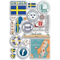Autocollants Danemark - Lot A5 - Motif Monuments, Drapeau, Carte - Pour Valise, Ordinateur - 7