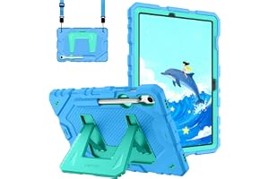 Fintie Barnvänligt fodral för Samsung Galaxy Tab S10 Lite/ S10 FE/S9 FE 10,9 tum/Tab S9 11 tum, robust helkropp kraftigt stöttåligt skyddsfodral med ställ och axelrem