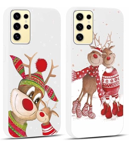 Yoedge 2 Custodie Natalizie Per IPhone 8/7/SE 2022/2020, Morbide Silicone TPU Con Disegni Di Cervo E Babbo Natale, Antiurto
