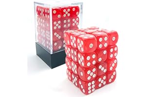 BESCON DICE Bescon 12mm 6 Sided Dice 36 in Brick Box, 12mm Six Sided Die (36) Block of Dice, Marble Red