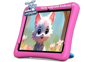 Plimpton Upgrade Kids Tablet Android 15, 10-Inch Tablet for Kids with Google Kids Space, 8-core, 64GB/TF 1TB, 6000mAh, Parental Controls, Toddler Tablet with EVA Shockproof Case, Kids20 (Pink)