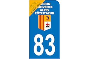 HADEXIA Autocollant Stickers plaque immatriculation scooter moto département 83 Var Logo Région Provence-Alpes-Côte d'Azur