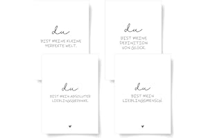 ‎DONARI Donari® Postkarten 4er Set DIN A6 • Hochwerige Postkarten mit Sprüchen • Postkarten in edlem Design Schwarz Weiß • Liebe ist Postkarten (Du)