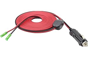 AAOTOKK 12V Gesicherter Ersatz Feuerzeug Stecker mit Bleikabel 16AWG Feuerzeug Stecker Schnell trennen Stecker Adapter mit Sicherung und Schalter Ladekabel (5Meter/16Fuß Leads)