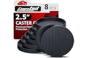 EZPROTEKT Φ 63 mm Non Slip Furniture Pads for Hardwoods Floors, 2.5” Furniture Coasters - 8 PCS Round Rubber Non Skid Furniture Caster Cups, Anti Slide Furniture Feet Floor Protectors for Bed Stoppers (Black)
