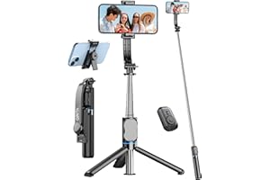 QIRITA 106cm Trípode para Movil, Palo Selfie Tripode con Control Remoto Desmontable Giratorio 360° Soporte de Trípode de Teléfono Compatible con iPhone 15 14 13 12 11 Pro XS MAX XR Android Gopro etc