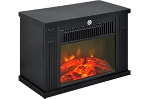 HOMCOM Cheminée électrique à Effet de Flamme poêle Style Contemporain Thermostat 600-1200 W Noir