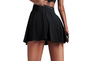 Comfyouth Tennisrock Damen mit Hose Drunter Hochtaillierter Plisseerock Frauen Golf Sportrock mit 3 Taschen