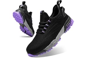 SPIEZ Scarpe Antinfortunistiche Donna, Antinfortunistiche Leggere e Antiscivolo, Scarpe da Ginnastica da Lavoro con Imbottitura ad Aria per Il Lavoro e la Vita Quotidiana, Rosa/Viola EU 35-41
