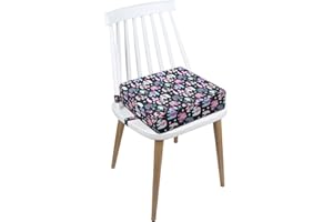 AOIEORD Rialzo Sedia Bambini Cuscino da Tavolo, Alzasedia Canvas Lavabile da Cartone Animato con 2 Cinghie di Sicurezza a Fibbia Bambini Cuscino da Viaggio Portatile (elefante rosa) 111