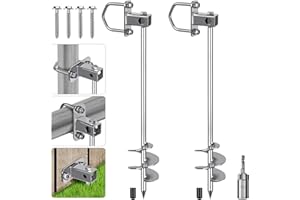 Insaga Ground Anchor Heavy Duty 42cm Ground Pegs kits Fit for All Tents, Trampolines anchor kit for Camping/Shed/Dog/Garden Carport with Fixed Loop, 2 Pack