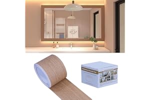 FEILAYS Tapetenbordüre mit Holzmaserung, abnehmbar, wasserdicht, Spiegelbordüre, zum Abziehen und Aufkleben, Badezimmer-Spiegelrahmen-Bordüre (natürliche Eiche) 5cm x10m