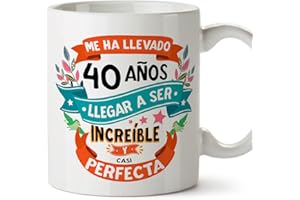 MUGFFINS Tazas 40 Cumpleaños - En Español - Me ha llevado 40 años llegar a ser increíble - 11 oz - Regalo original y divertido