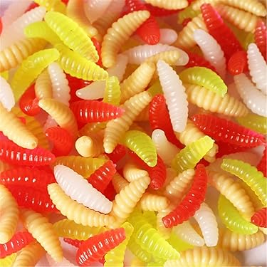 Lot De 50 Leurres Souples Asticots De Pêche - Appâts Artificiels En Silicone Pour Pêche En Eau Douce Et Mer, Taille 2 Cm