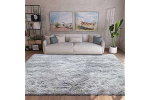 TINYBOY-HBQ Tappeti Salotto Shaggy Tappeto a Pelo Lungo Tappeto Peloso Soggiorno Salotto Moderno Cameretta Tappeti Pelosi Camera da Letto Morbido Tappetino Antiscivolo Morbido e Soffice (Grigio bianco, 200*300cm)