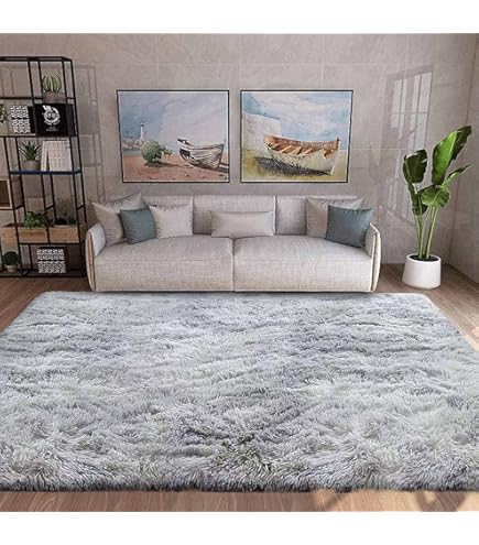Tapis Rectangle à Poils Longs Doux Et Moelleux, Tapis Décoratif Antidérapant Pour Salon Chambre