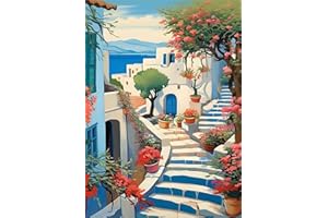 GLXPOG 5D DIY Diamond Painting Kit, Égée Diamant Peinture Kit 5D Complet pour Adultes et Enfants, Paysage Marin Peinture Diamant Strass Art Point de Croix pour Murale Décor 30x40cm (Image 25x35cm)