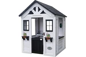 Backyard Discovery Sweetwater 100% Cedar Wood Playhouse | Outdoor Garden Structure for Kids | Cubby House for Children | Toy Kitchen, Phone and Flowerpot Holders | For 2-7 Year Olds | White