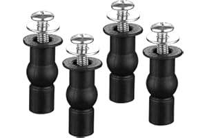 ZFYQ Fissaggi WC Sedile, 4 Pezzi Fissaggio Sedile WC a Espansione, Kit di Viti di Ricambio per Sedile WC, Viti in Gomma Adatto per Fori Ciechi in Serbatoi d'acqua, Nero