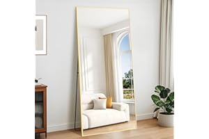 KOCUUY Rectangle Full Length Mirror, 192 x 85 cm Wall Mirrors, Free Standing Mirror Full Body with Aluminum Alloy Frame, Suitable for Bedrooms, Hallway or Cloakroom, Gold