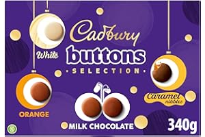 Cadbury Buttons Selection Box, Festive Chocolate Selection Box including Orange, Milk and Caramel Nibbles, Perfect Stocking Filler Gift, 340 g (Pack of 1)