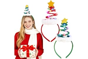 SUNSHINE SMILE 2 Stück Weihnachts Haarreif mit LED,Weihnachts Kopfschmuck,Weihnachten Beleuchtete Stirnbänder,Weihnachten Haarband,Weihnachts Haarschmuck für Weihnachten Weihnachtsfeiern Party Haarschmuck