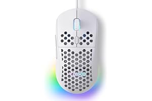TMKB TECHNOLOGY MECHANICAL KEYBOARD TMKB M1se Gaming Maus, USB, mit 12800 DPI Optischer Sensor,6 Programmierbare Tasten Wabenmaus,Anpassbares RGB Computer Mouse,Schleppfreies Paracord,Ergonomische für Windows PC MAC-Weiß