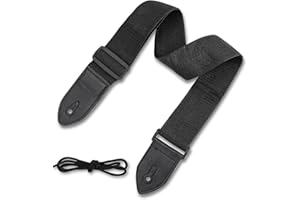 IBEIKE Adjustable Guitar Strap - Soft Comfortable Guitar Shoulder Strap with Leather Ends, Suitable for Acoustic Bass and Electric Guitars Accessories, Black 80-138cm