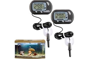 HUGFADS 2er Set Digitales Aquarium Thermometer mit LCD-Anzeige, Saugnapf und Sonde, Präzise Temperaturmessung für Aquarium, Reptilien Inkubator und Gewächshaus