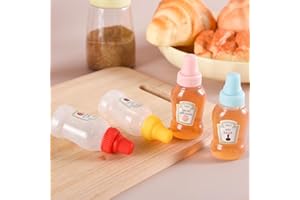 LUXIREMI Lot de 4 mini bouteilles de ketchup, 23 ml, bouteille de sauce avec bouchon à vis solide, distributeur de vinaigrette portable