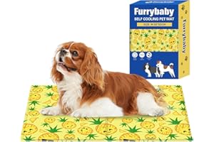 FURRYBABY Dog Cool Mat, Dogs Self Cooling Gel Mat Pads Pet Cool Beds (Medium (50x65cm), pineapple cooling mat)
