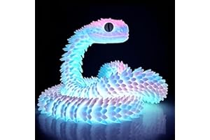 WONGIFY 24in 3D Printed Snake, 3D Printed Animals Articular Mobility Glow in The Dark Snake Toy, Fidget 3D Printed Collectible Toys for Home & Office Decoration, Gift for Boys and Girls (Luminous Blue)