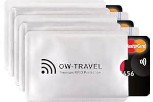 OW-Travel Bloqueo RFID Tarjeta de credito y RFID Pasaporte. Fundas para Tarjetas Credito Credit Card Protector Protector Tarjetas Credito Anti Fraude Protección(Funda Tarjeta Credito Anti NFC 5)