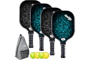 Amoswiz Pickleball-Paddel 4er-Set, Premium-Pickleball-Paddel aus Fiberglas für Anfänger, Pickleball-Set mit 4 Pickle-Bällen, Geschenk für Erwachsene und Kinder
