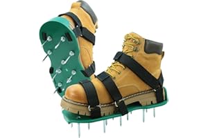 HSLIGHTING Lawn Aerator Shoes with Dual Straps On Instep Heavy Duty Spiked Aerating Sandals Shoes for Effective Aerating Universal Size Pre-Assembled Lawn Scarifier and Aerator for Lawns Yard Patio Garden Grass