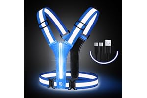 Simket LED Reflective Vest Running Gear, Running Lights for Runners, USB Rechargeable LED Light Up Vest High Visibility with Adjustable Waist/Shoulder for Jogging Running Walking