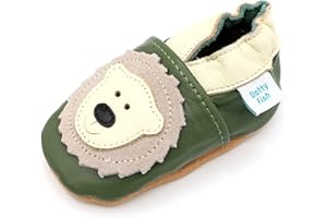 Dotty Fish Soft Leather Baby Shoes for Boys. Toddler Shoes. Non Slip. Animal Designs for Boys and Girls. 0-6 Months - 4-5 Years