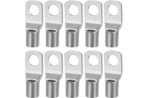 LUMITREX 10 Piezas Terminales Eléctricos 50mm² M8 Sin Aislamiento SC Cobre Grueso Zincado Terminales Tubular Anillo para 50mm² Cables Batería Cajas Vehículos Instalaciones Eléctricas Industriales Automotrices