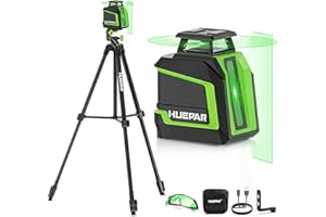 Niveau Laser 360° avec 152m Trépied –Huepar 25 m-50 m Vert Laser Autonivelant + Mode impulsion – 3 Niveaux de Luminosité – Batterie Li‑ion Rechargeable – Pour Pose de Carrelage, Décoration Intérieure