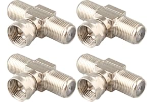 Jopto 4 st F-typ RG6 hane till 2 hona 3-vägs koaxialkabel delare adapter kontakt F kontakter satellitkabel anslutningar inomh