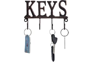 FairyCity Key Holder Wall Mounted Key Hooks for Wall Decorative with 4 Hooks Metal Key Organizer Rack Hanger for Entryway, Front Door, Hallway, Office with Screws and Anchors-Bronze