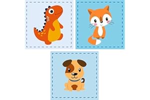 ‎DAMALOO damaloo 3X Gästehandtuch Kinder Tiermotiv mit Schlaufe & Namensschild - Kinderhandtuch klein aus Baumwolle für Gesicht, Hand & Haar - Baby Handtuch Set Jungen & Mädchen - Gäste Handtücher 30x30