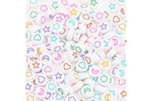 ZesNice Perlen zum Auffädeln, 600 Stück Perlen Herz Perlen Stern, Beads Set Bastelset für Armband Haarband Schmuck Basteln