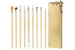 BEILI Brochas de Maquillaje Ojos,10PCS Uego de Brochas de Maquillaje Profesional,Brochas Para Sombras,Delineador de Ojos, Cejas,Pinceles Para Corrector,Difuminar,Cel de Labios (color primario)